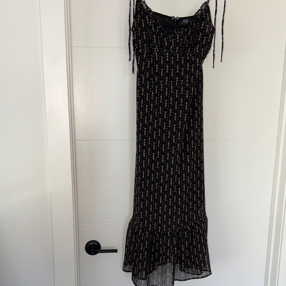 reset Dresses & Skirts - Black Floral Midi Dress with Adjustable Tie Straps